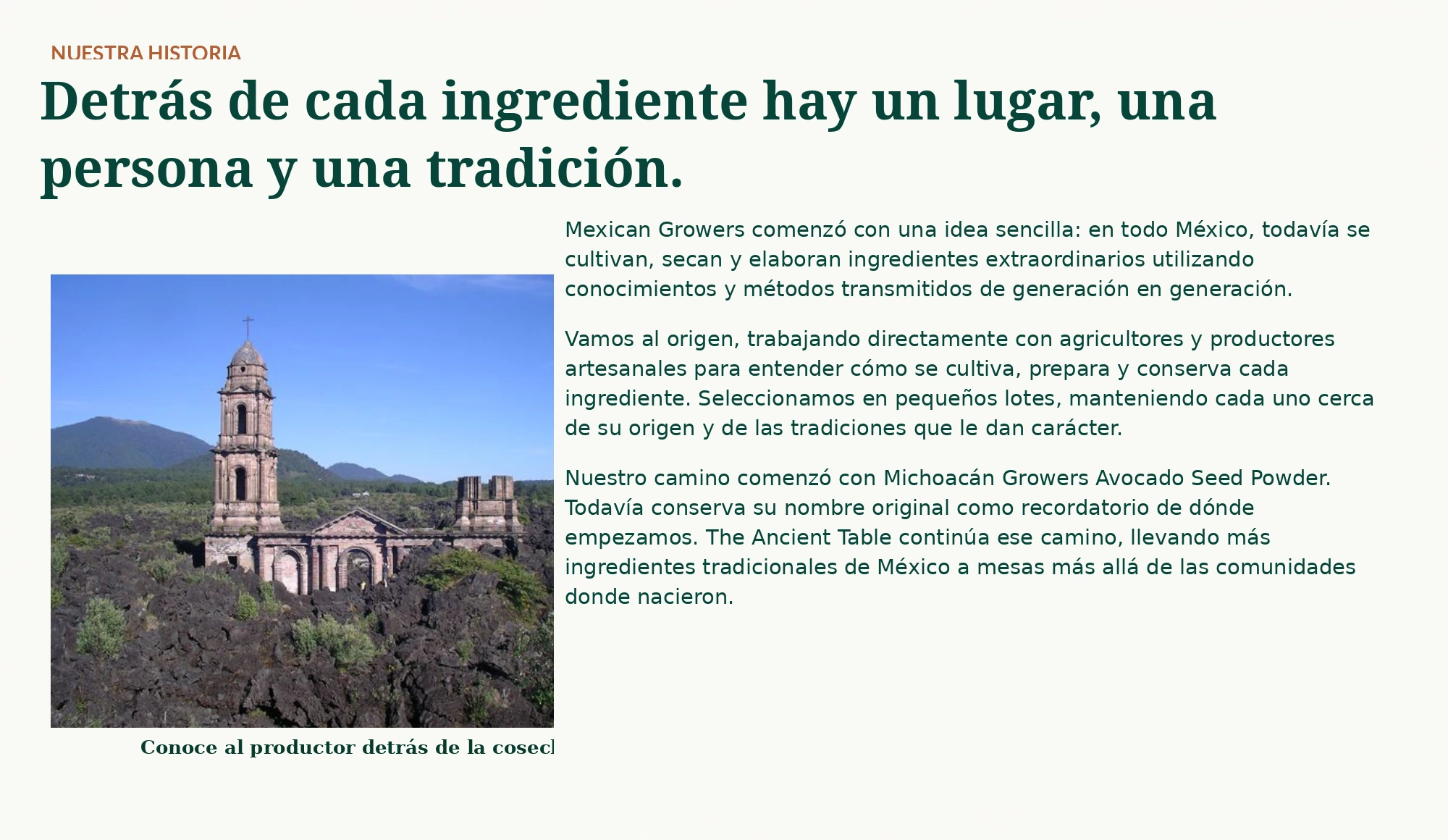 Nuestra historia: Arraigados en México. Un ingrediente, una historia a la vez.