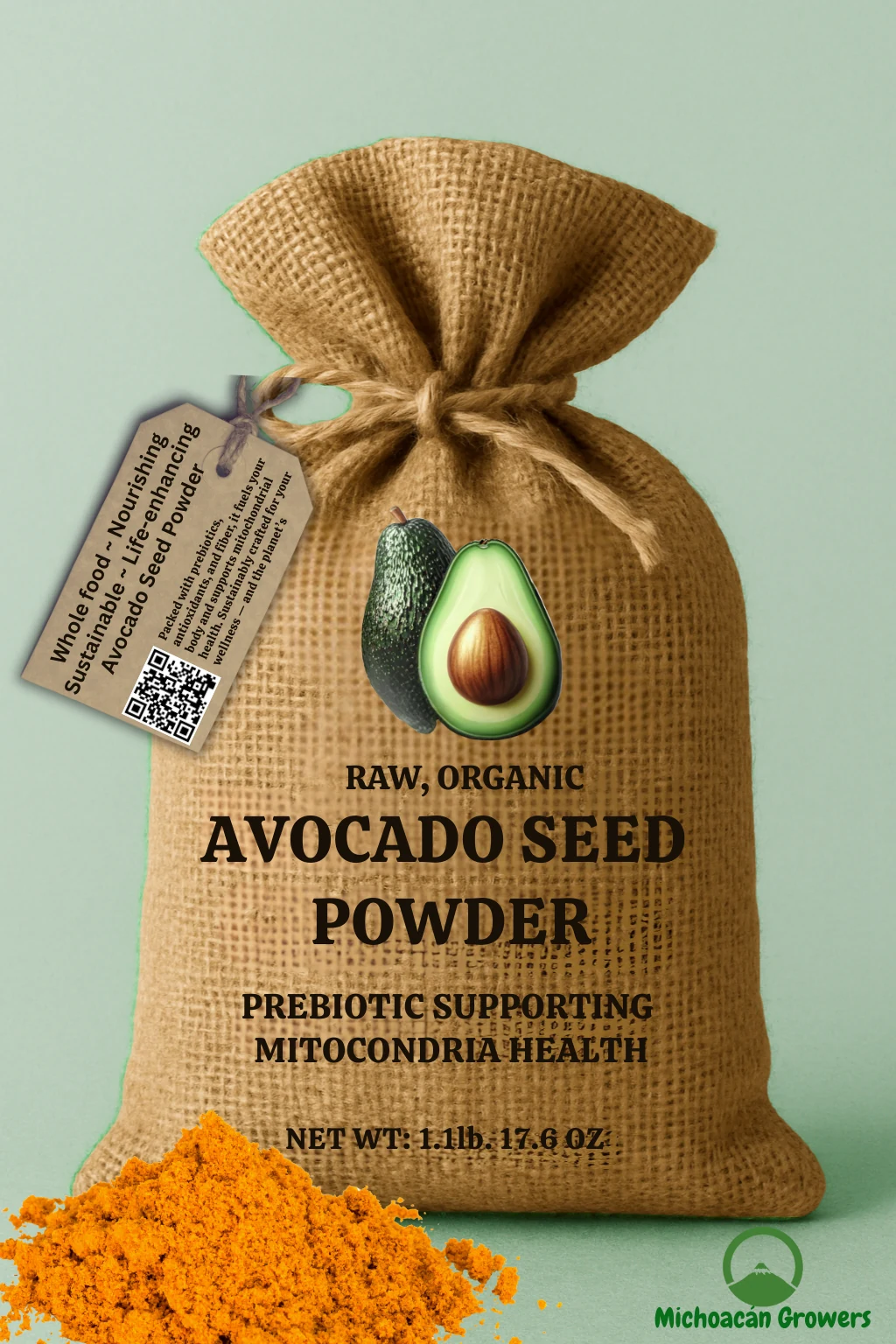 Michoacán Growers avocado seed powder product card