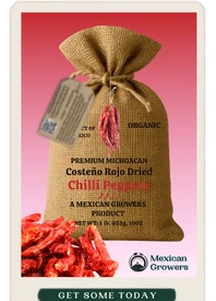 Michoacán Growers Costeño Rojo dried chile peppers package