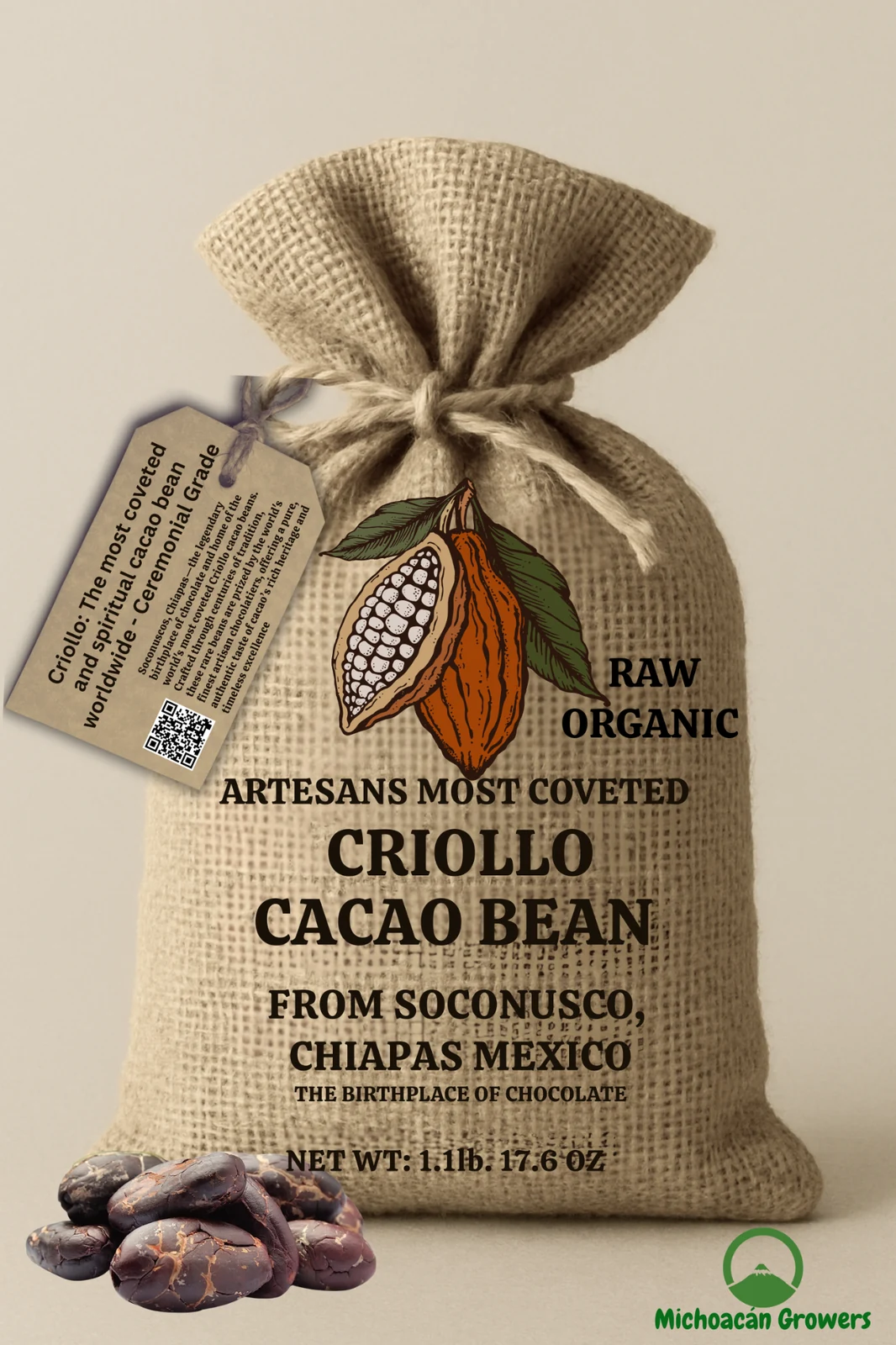 Michoacán Growers Criollo cacao bean package from Soconusco, Chiapas