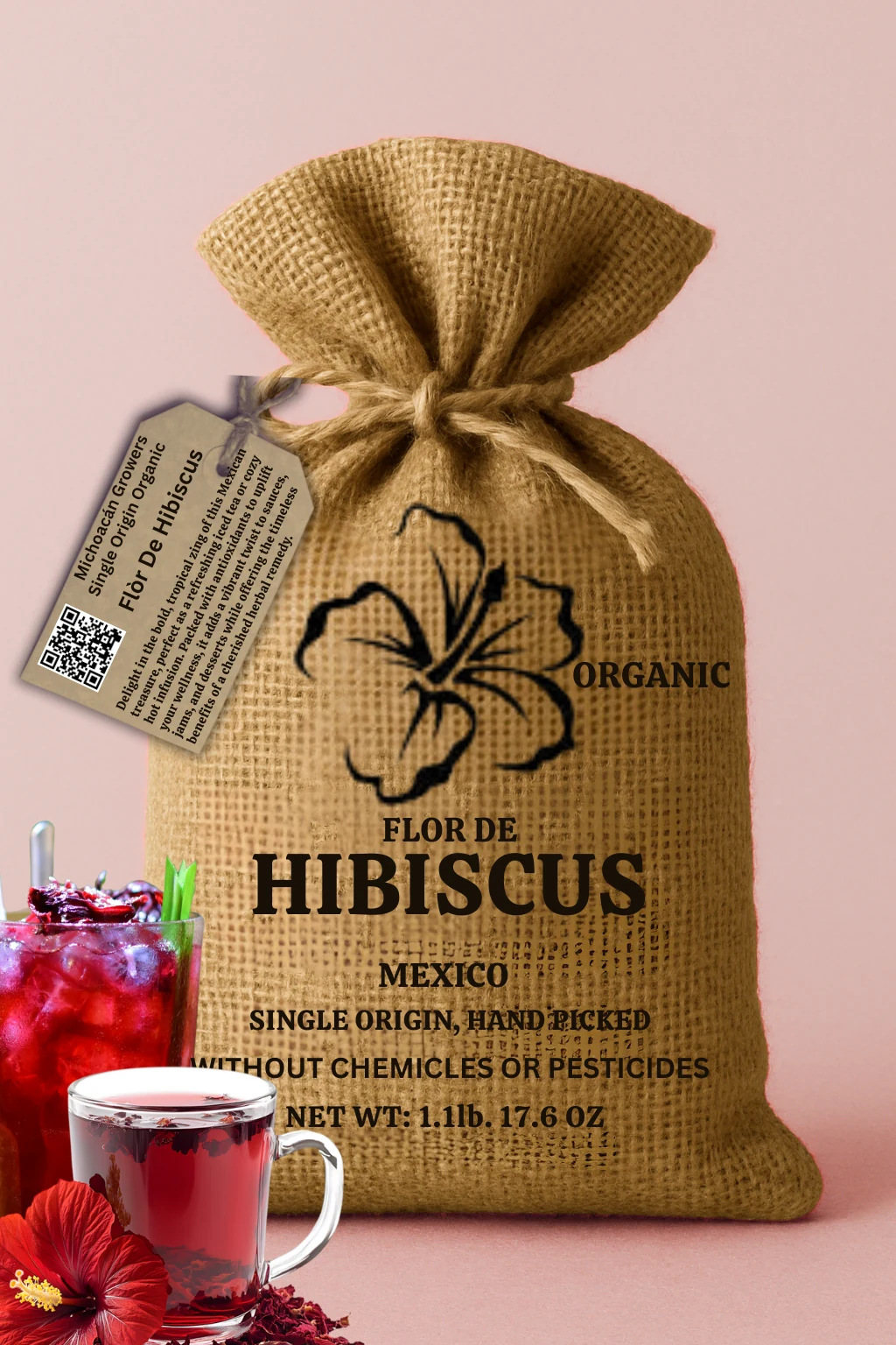 Flor de Jamaica dried hibiscus flowers package from Mexican Growers