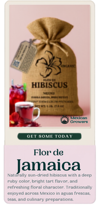 Flor de Jamaica product card with full package image, description, and Get Some Today button