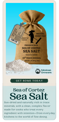 Sea of Cortez Sea Salt product card with full package image, description, and Get Some Today button